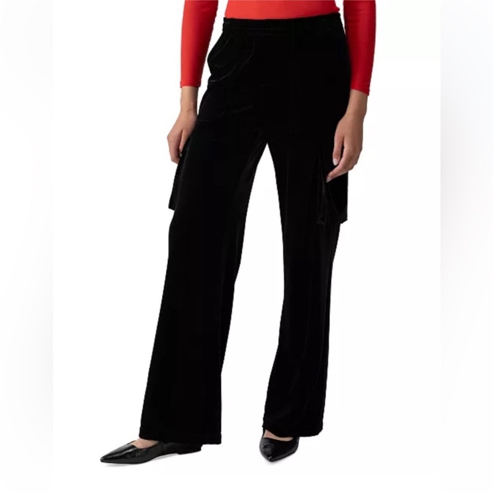 Sanctuary Velvet Straight Leg Cargo Pants Black Size M NWT High Rise